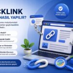 Backlink nedir nasıl yapılır sorusuna yanıt veren, SEO bağlantı inşasını ve site otoritesini artırma yöntemlerini temsil eden rehber görseli.