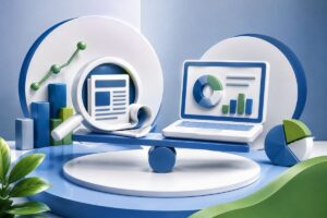 Advertorial (Sponsorlu İçerik) Nedir kavramını temsil eden dijital pazarlama grafikleri ve terazi illüstrasyonu