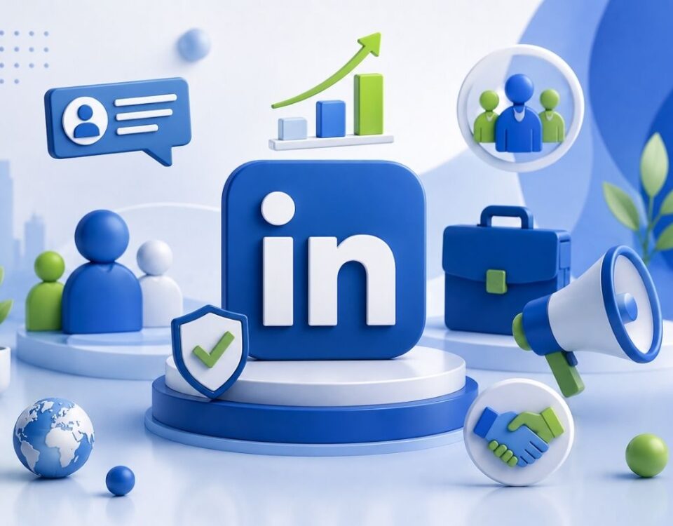 LinkedIn işveren markası stratejisi ve profesyonel İK içeriği yönetimi illüstrasyonu.