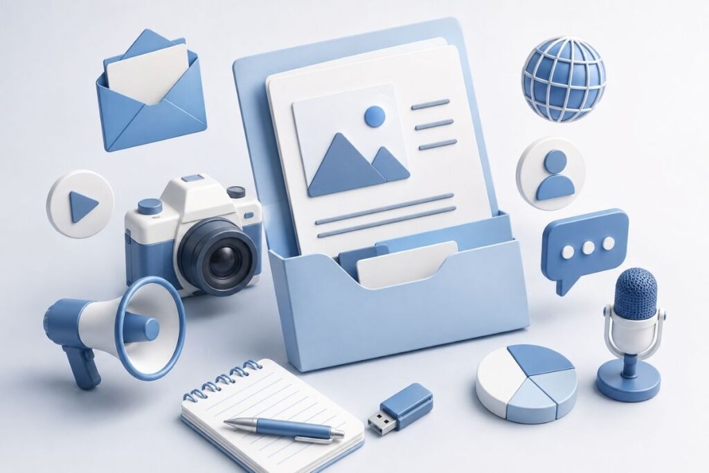 Press kit (medya kiti) nasıl hazırlanır, gazeteciler için dijital dosya şablonu